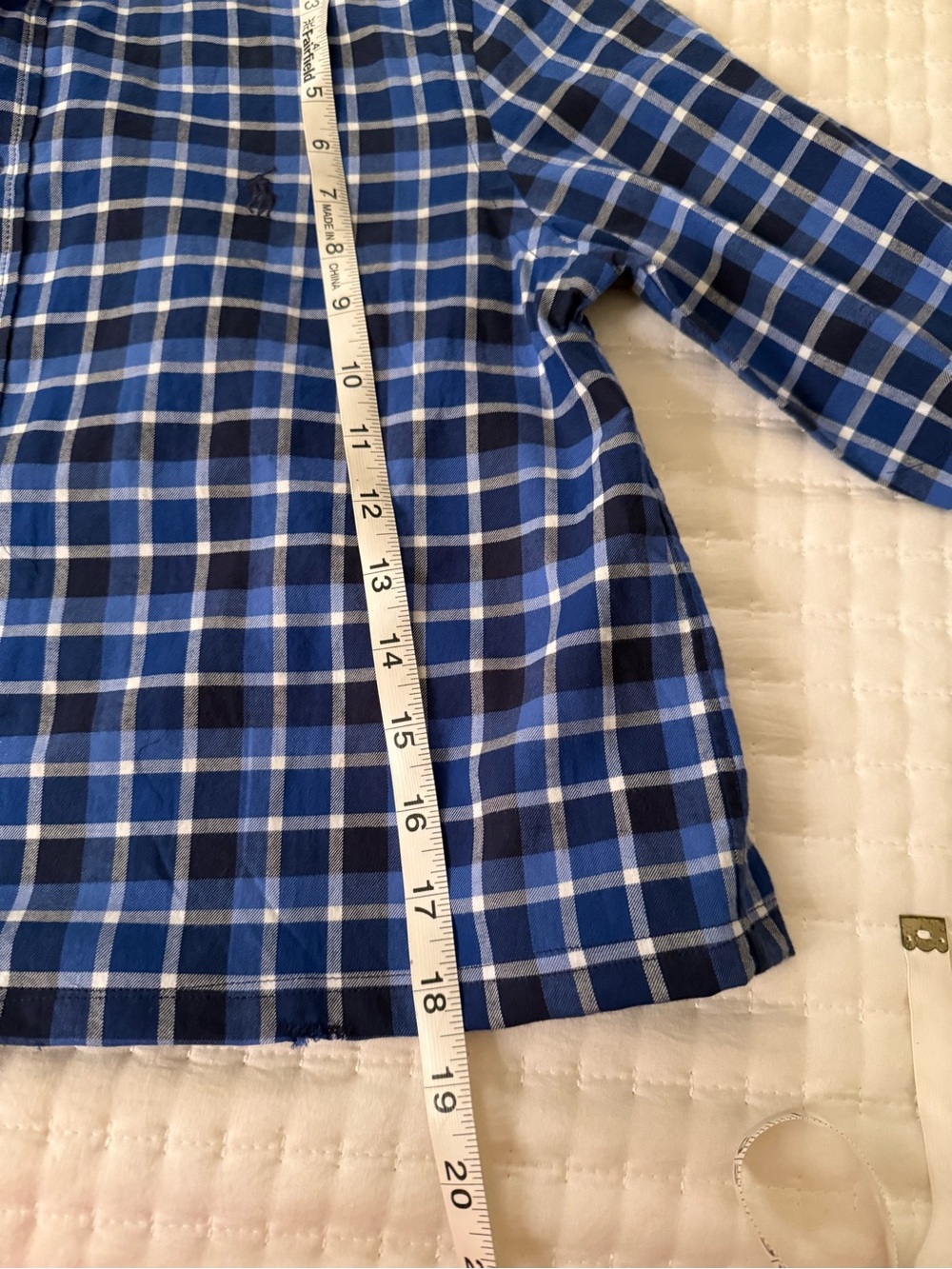 Ralph Lauren Upcycled Blue Plaid Button-Up Shirt. Woman’s XS/S - Picture 10 of 10